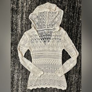 TASHA POLIZZI || Johanna Crochet Knit Vintage Hoodie in Cream - SZ Small